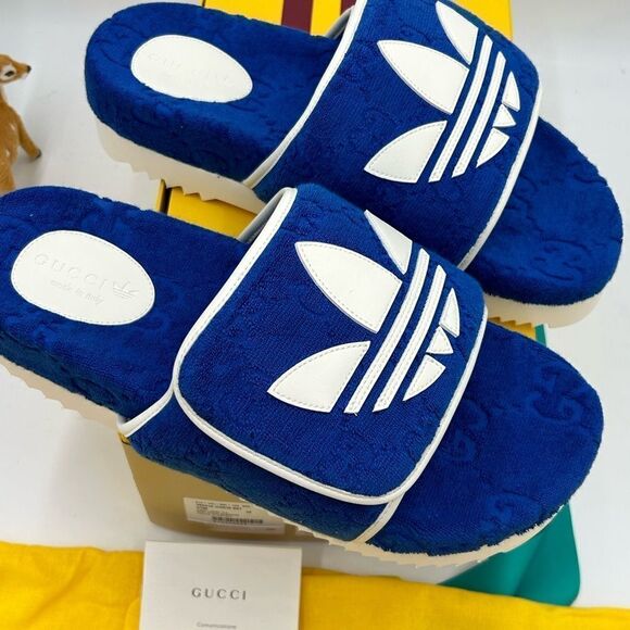 Men’s Gucci X Adidas, slide sandals size 12 made in Italy - Picture 10 of 11